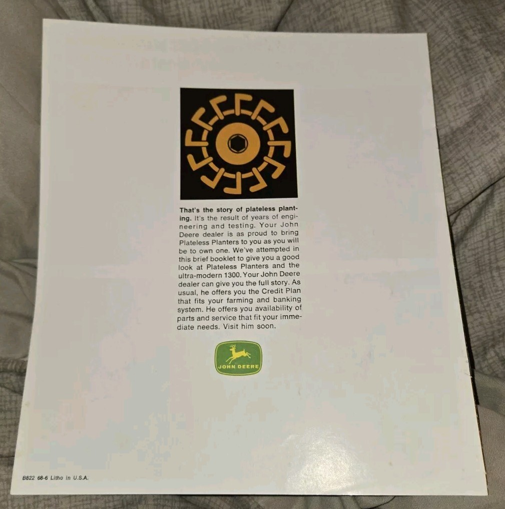 John Deere Plateless Corn Planters For 1968 Brochure