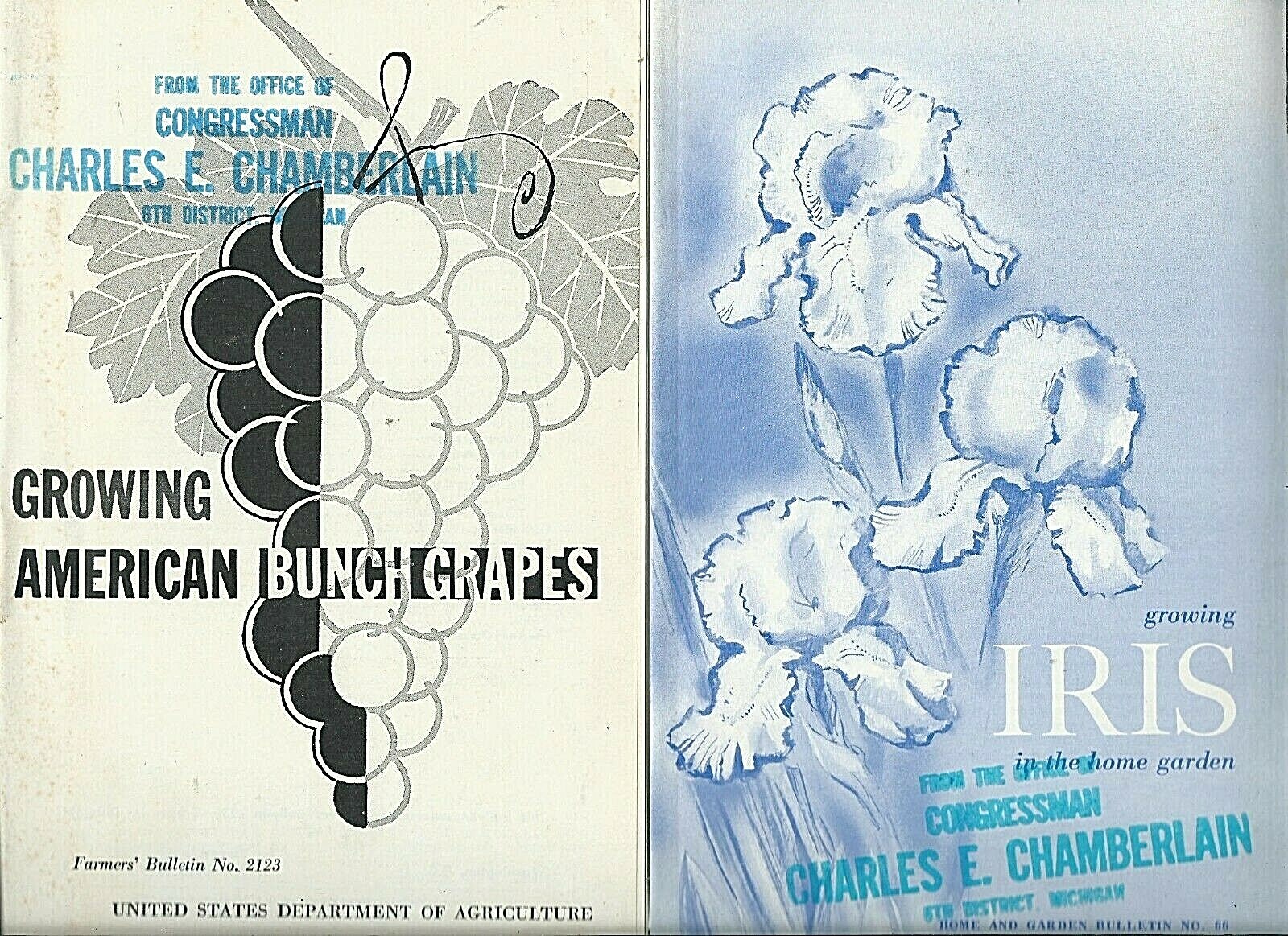 Lot 60&rsquo;s booklets USDA farming GROWING AMERICAN BUNCH GRAPES & Home IRIS Garden
