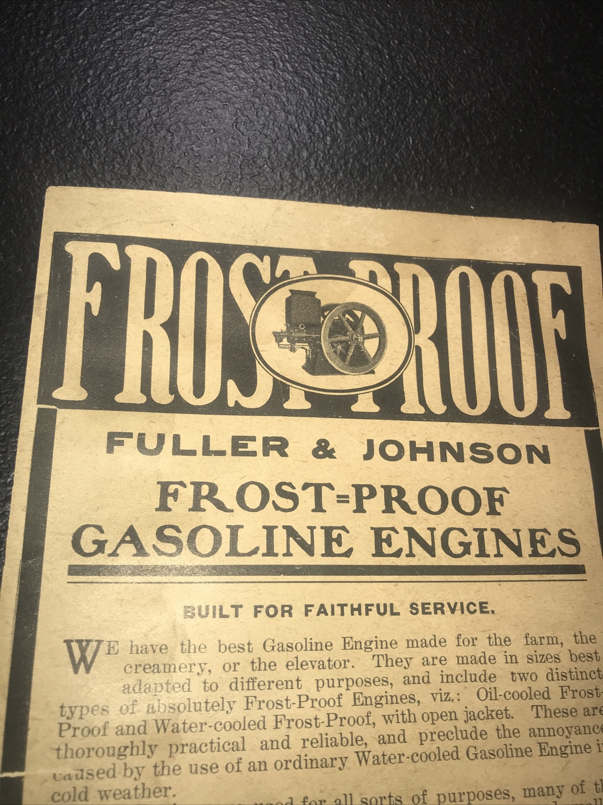 1908 Fuller & Johnson Gasoline Engines Farm Advertising – Madison – Wisconsin