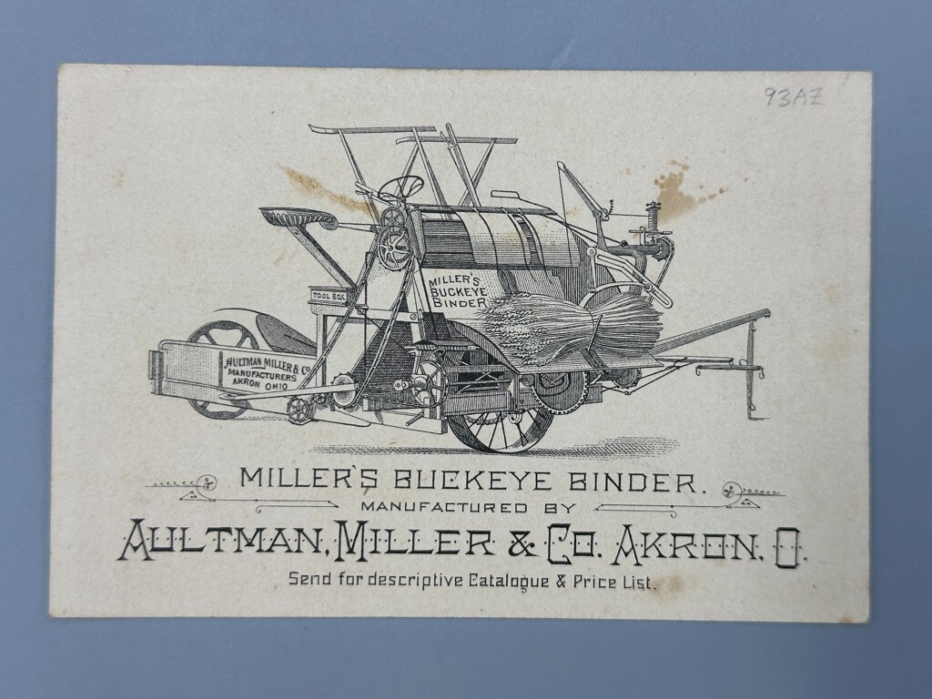 1880s Aultman Miller BUCKEYE MOWER Farm Advertising Trade Cards AKRON Ohio
