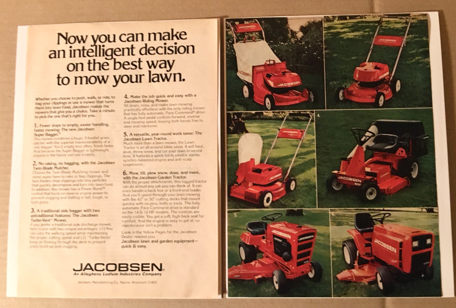 1977 Jacobsen Lawn Mower 100 1650 Tractor 2-page vintage print ad advertisement