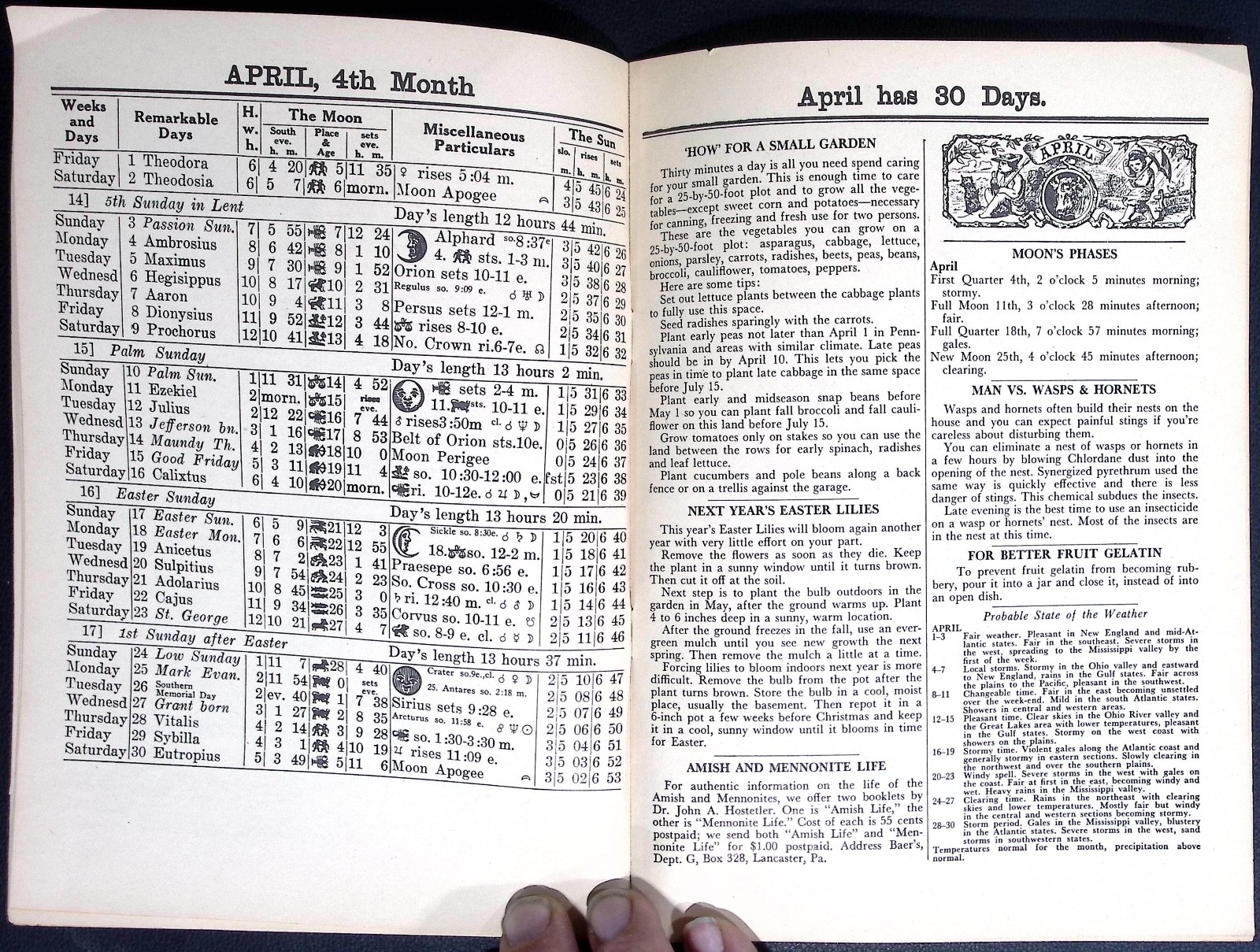 1960 John Baer’s Sons Agricultural Almanac Lancaster Pennsylvania 135th Volume