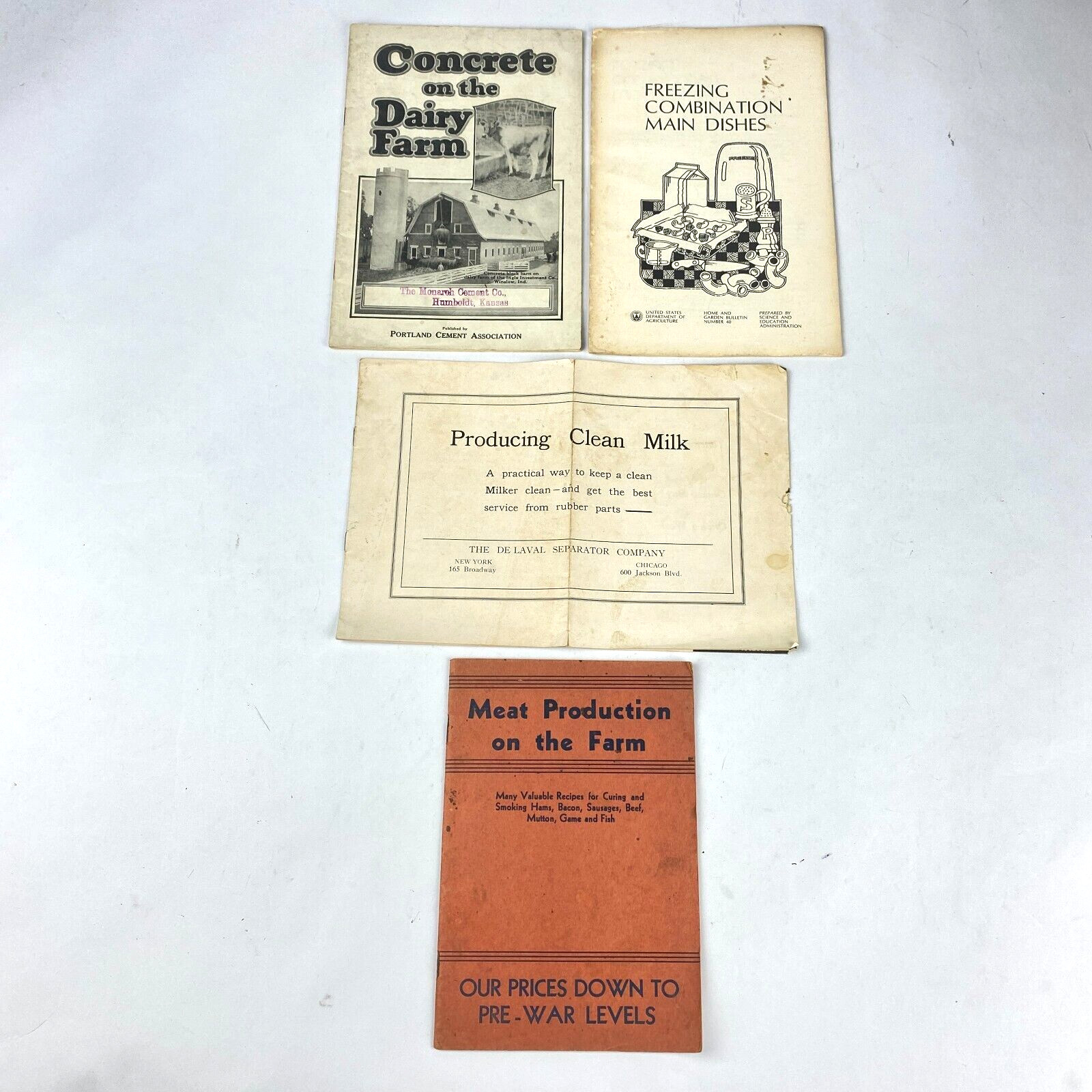 Lot 4 Farming Meat Dairy Milk Freezing Agriculture Related Booklets Vintage