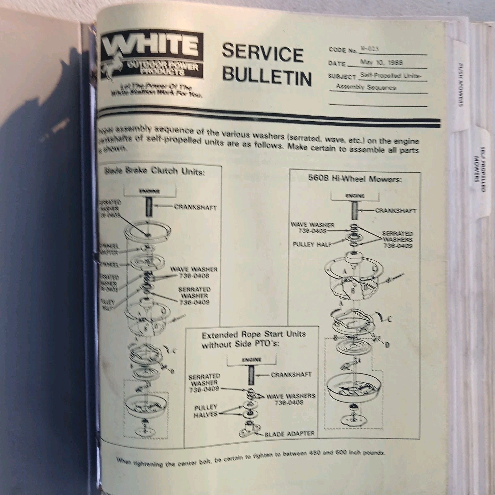 1988 White Outdoor Power Products Parts Catalog Mowers, Edger