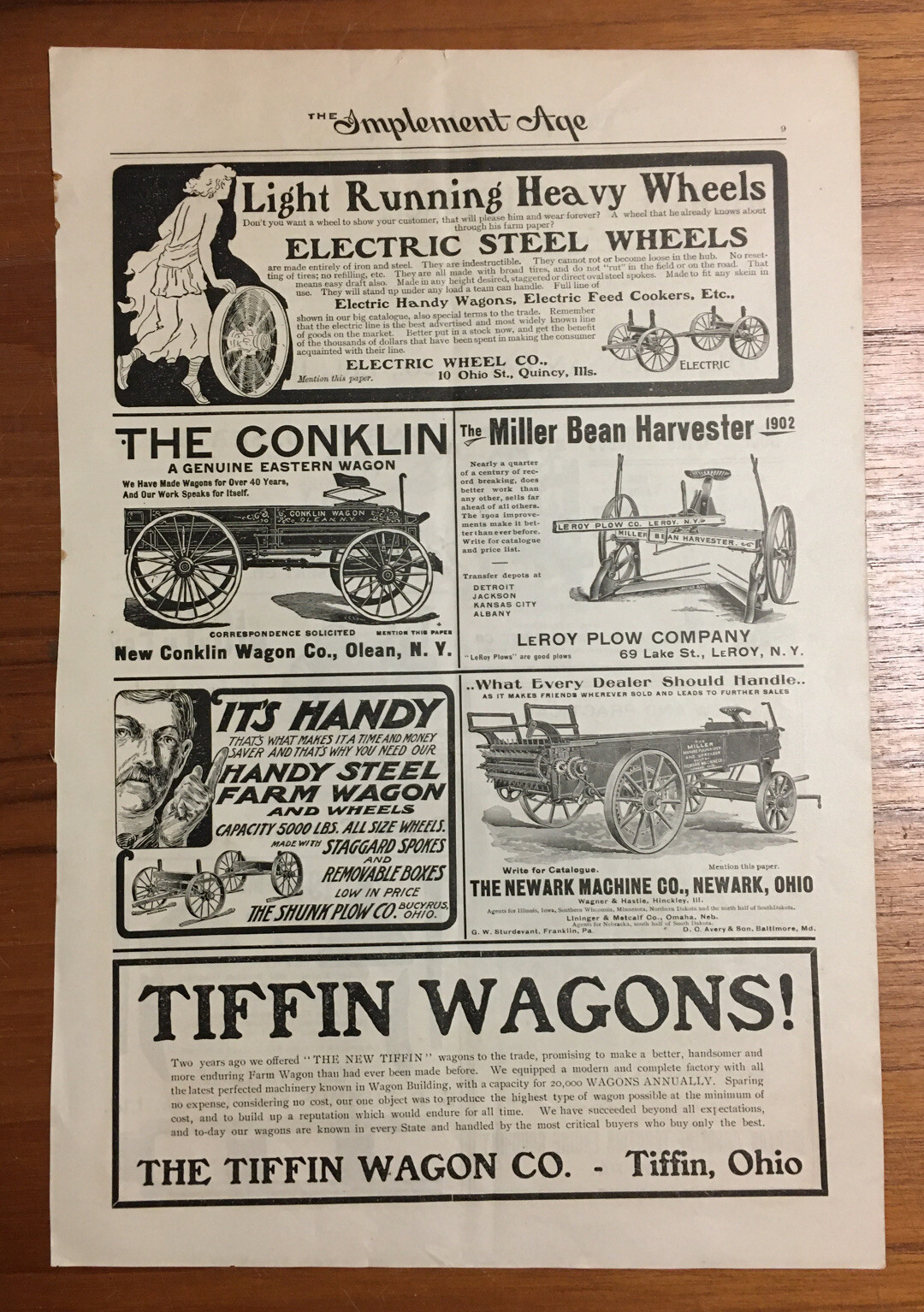 Detailed 1902 Farm Advertising Steel Wheels Wagons Wine Press Machinery Farming
