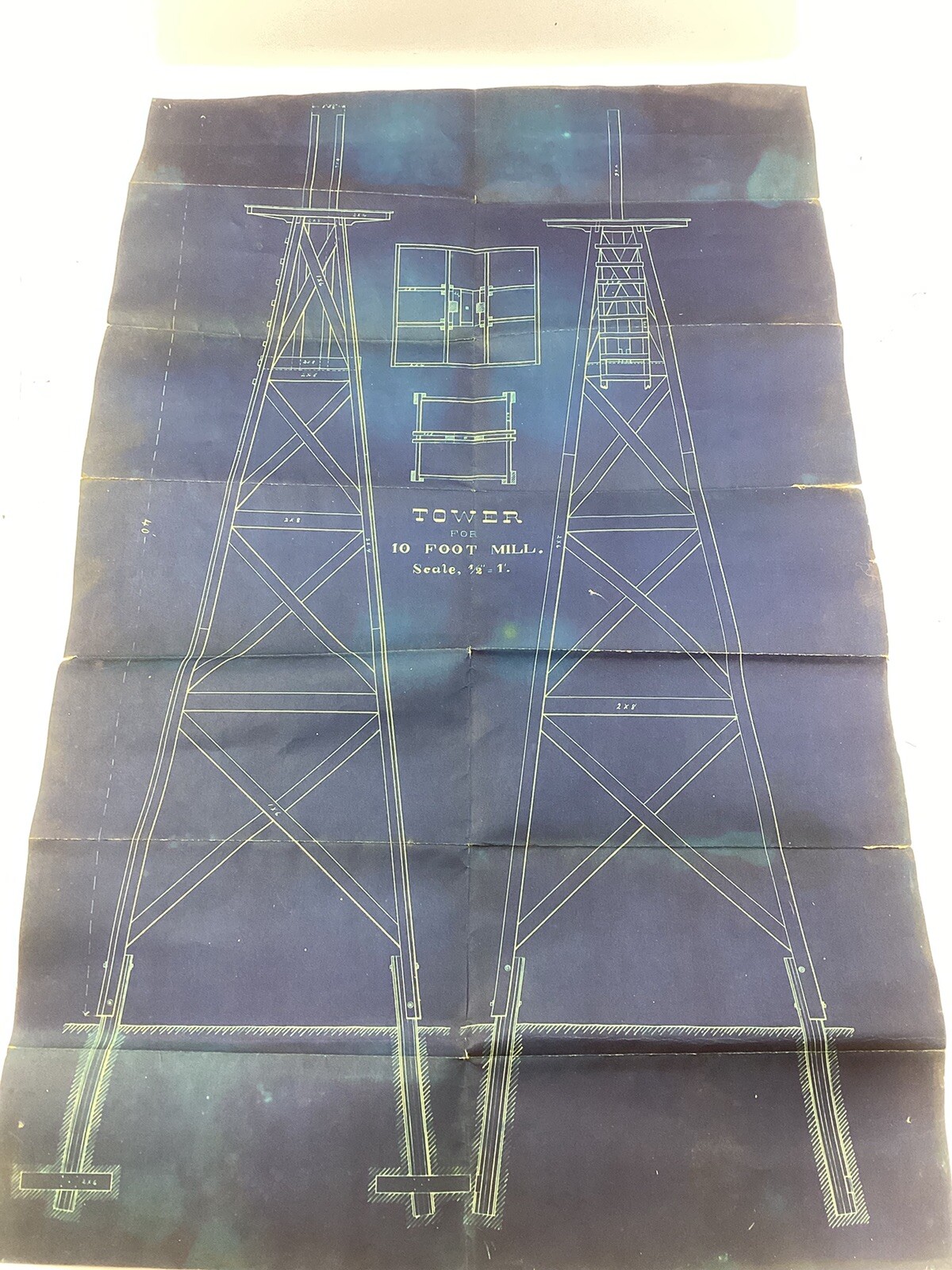 Vintage Windmill Water Tower Blueprint