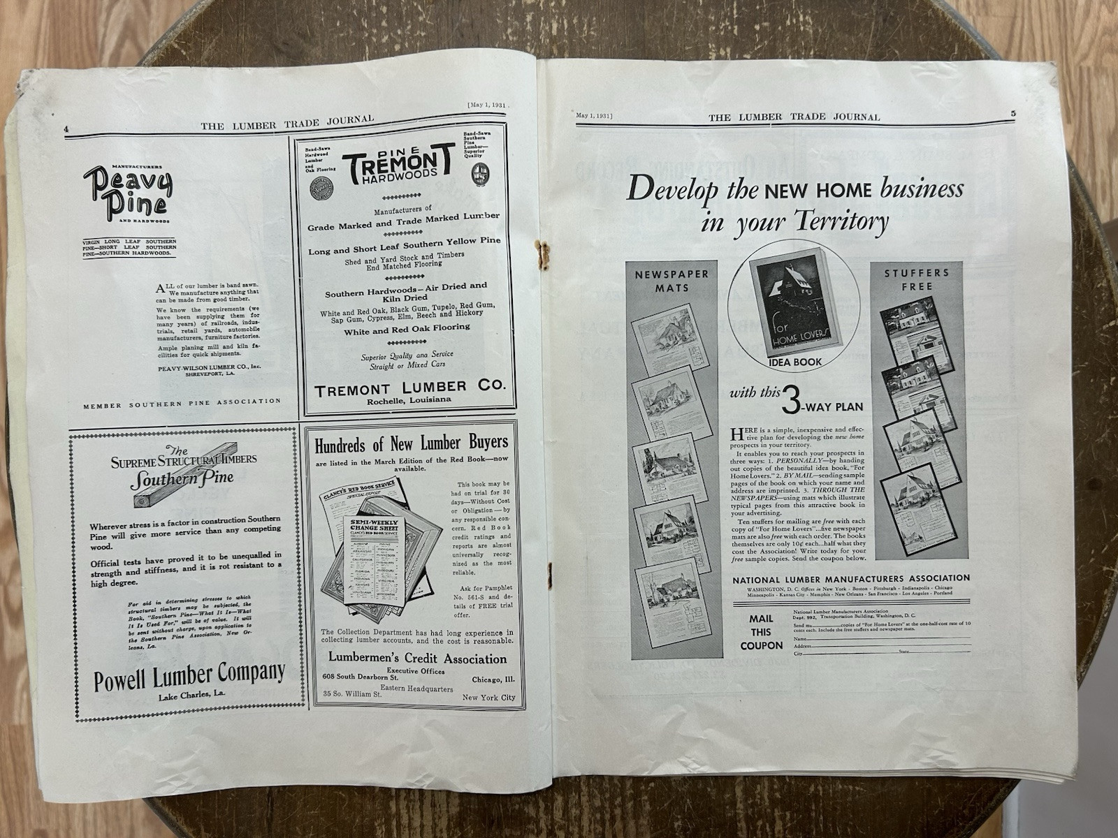 Vintage 1931 THE LUMBER TRADE JOURNAL New Orleans Logging Sawmill Industry
