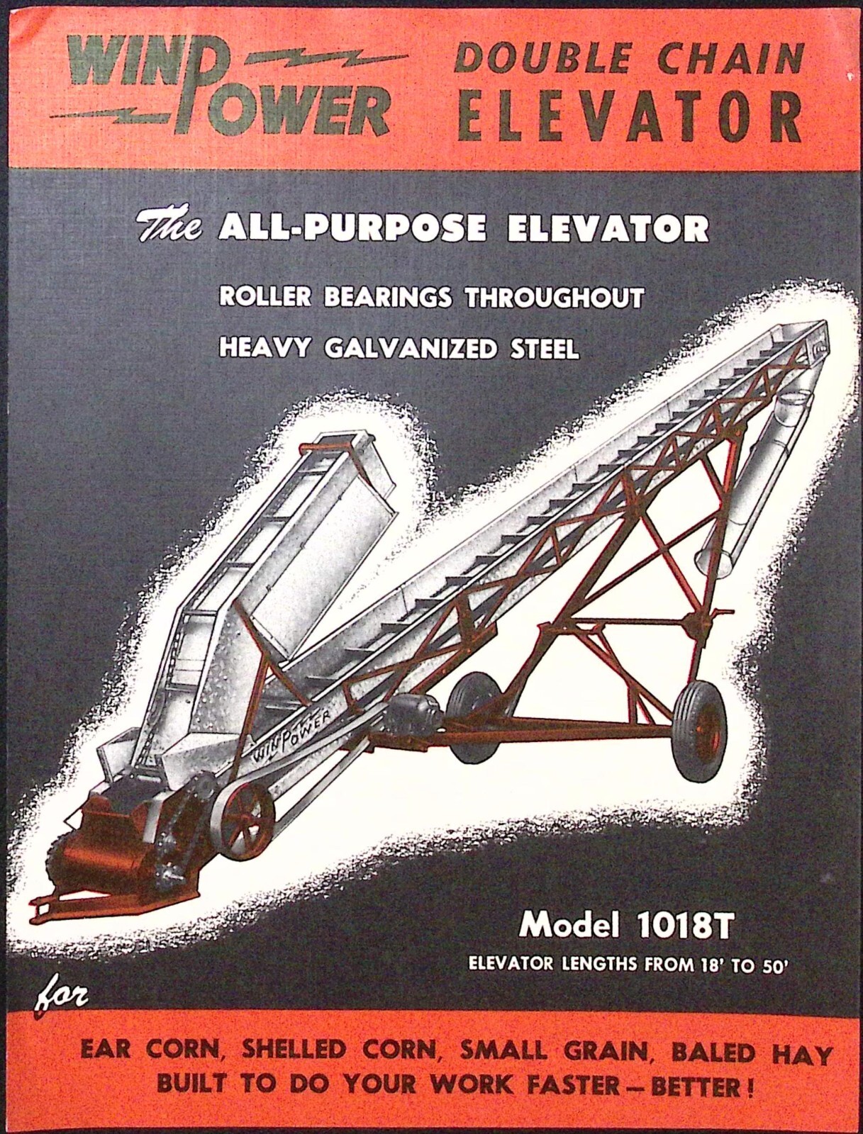 1950s Winpower Mfg Co Double Chain Elevator 18-50 Ft. Model 1018T Sales Brochure