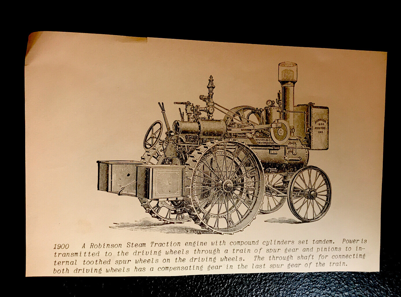 1900 Robinson Steam Engine Farm Engraving Advertising – Richmond – Indiana