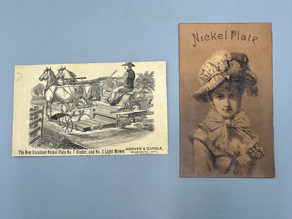 1880s Nickel Plate FARM Hoover & Gamble Advertising Trade Card MIAMISBURG OH