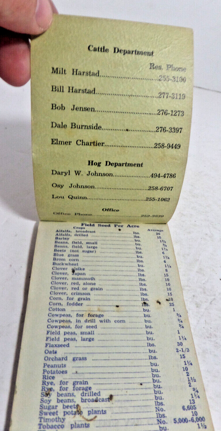 Gehan livestock marketing agency Sioux City, IA advertizing notepad 1969-70