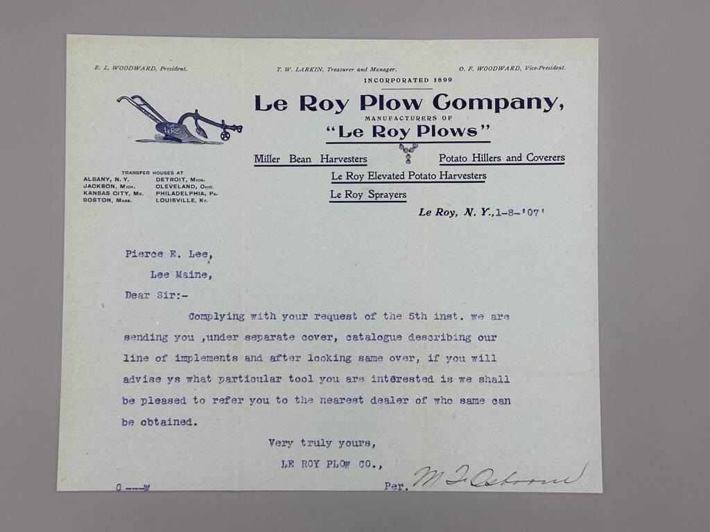 1907 LE ROY PLOW New York FARM Postal Cover Agricultural Antique ADVERTISING