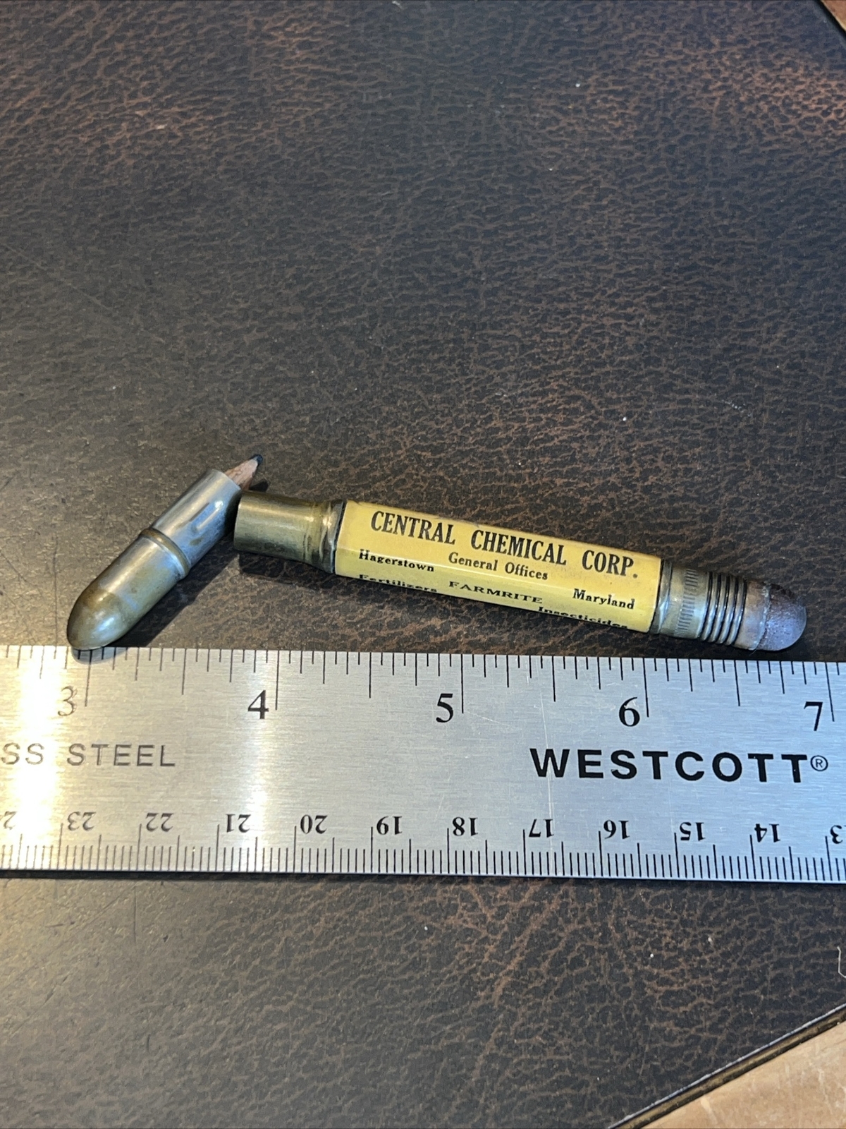 Vintage Early Farm Bullet Pencil Farmrite Central Chemical Hagerstown Md