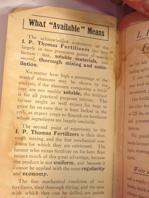 vintage circa 1909 L.P. Thomas & Son Co. fertilizer promotional pocket notebook