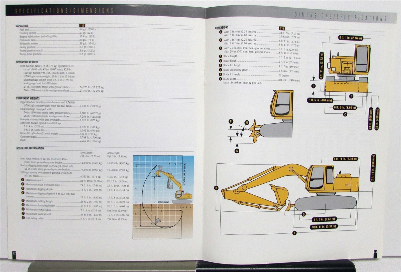 1999 John Deere 110 Excavator Specifications Construction Brochure