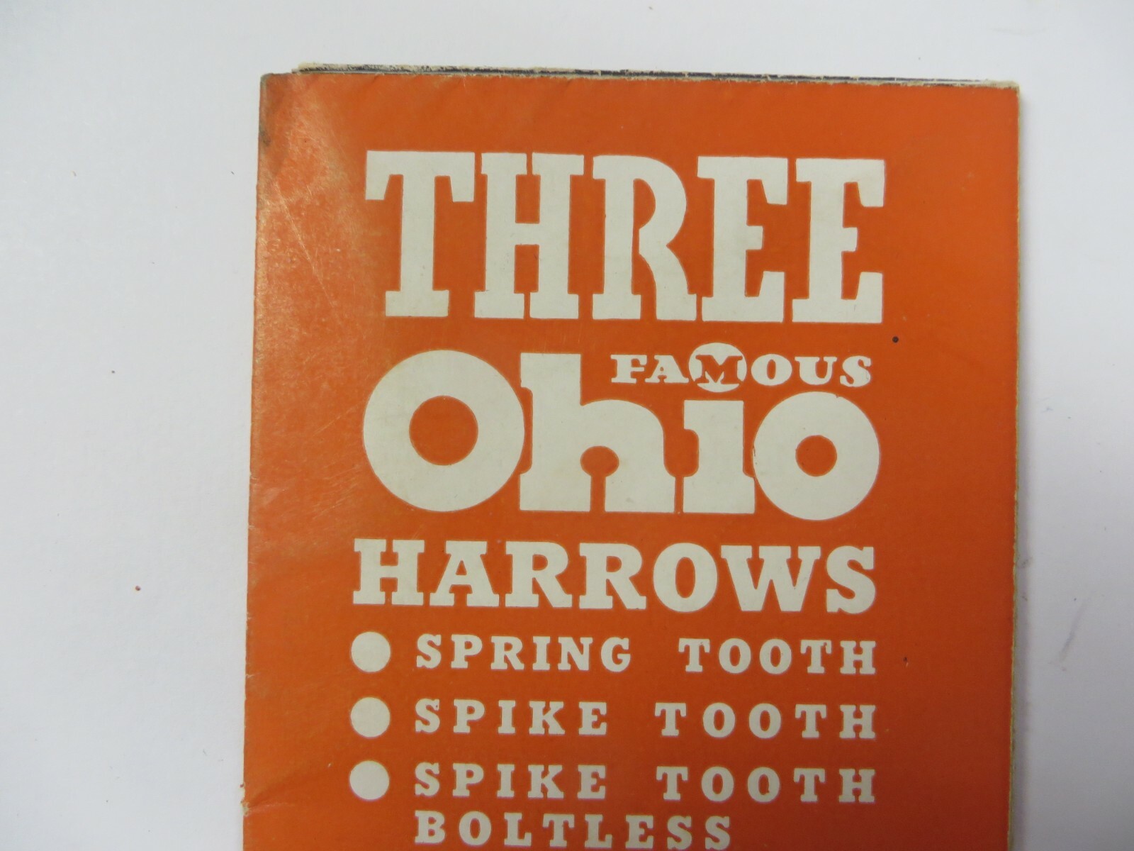 Vtg FAMOUS OHIO HARROWS Advertising Ohio Cultivator Salina, KS Habiger Brothers