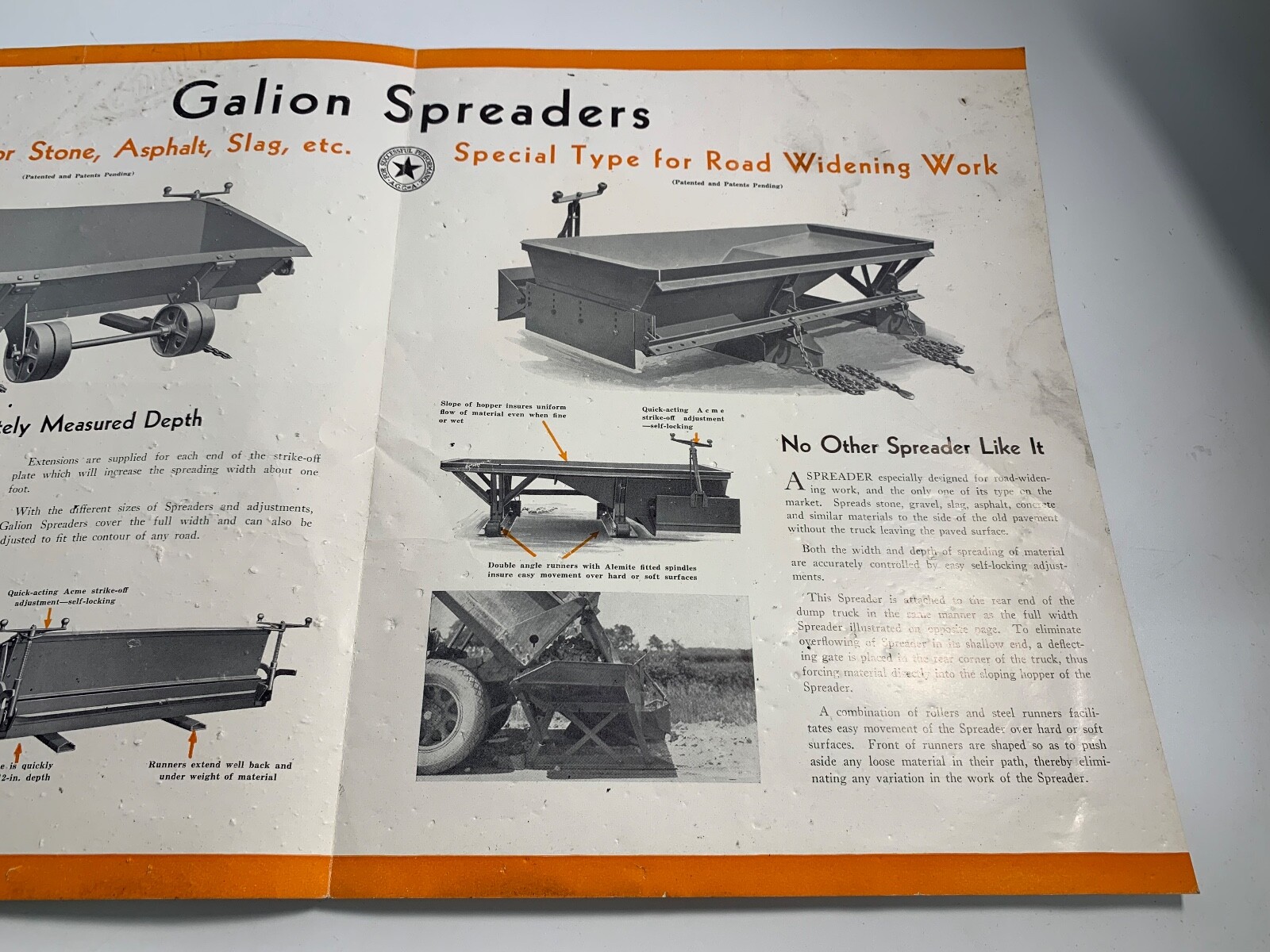 GALION SPREADERS – GALION IRON WORKS MFG CO OHIO, ASPHALT, STONE, GRAVEL, SLAG