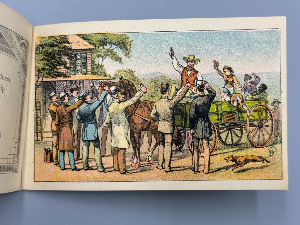 1880s Covered JACKSON WAGON Michigan ANGELS Farm Advertising Trade Card Book