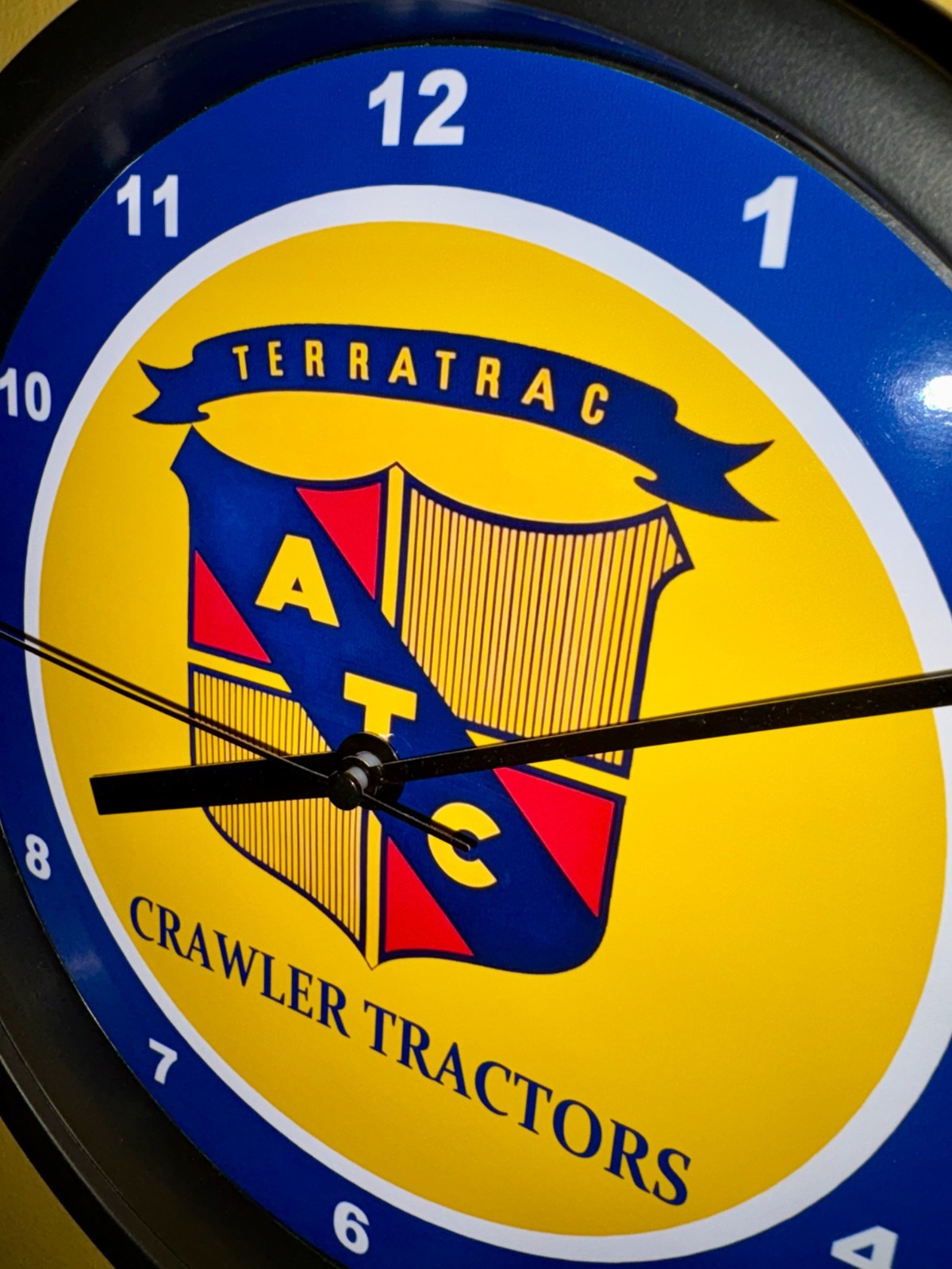 ATC Terratrac Crawler Bull Dozer Farm Tractor Barn Garage Man Cave Clock Sign