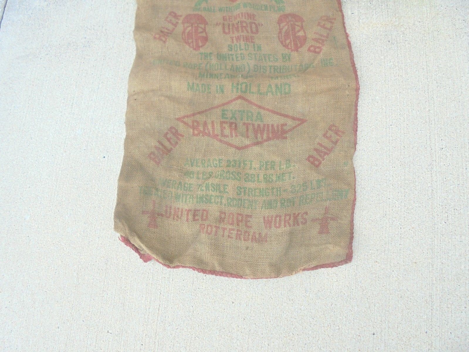 burlap sack baler twine united rope works rotterdam holland farm ranch decor