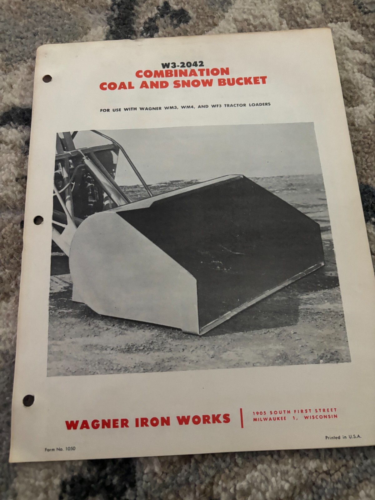 Wagner Iron Works W3-2042 Coal & Snow Bucket Brochure FCCA25