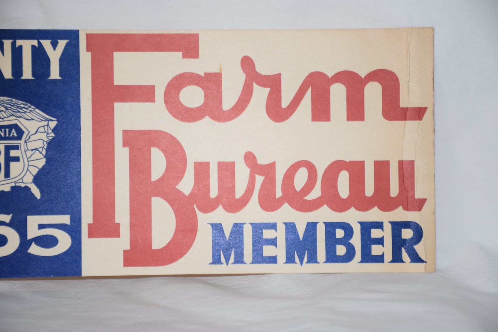 Vtg California AFBF County Farm Bureau Member 1965 Large Post Card Paper Sign