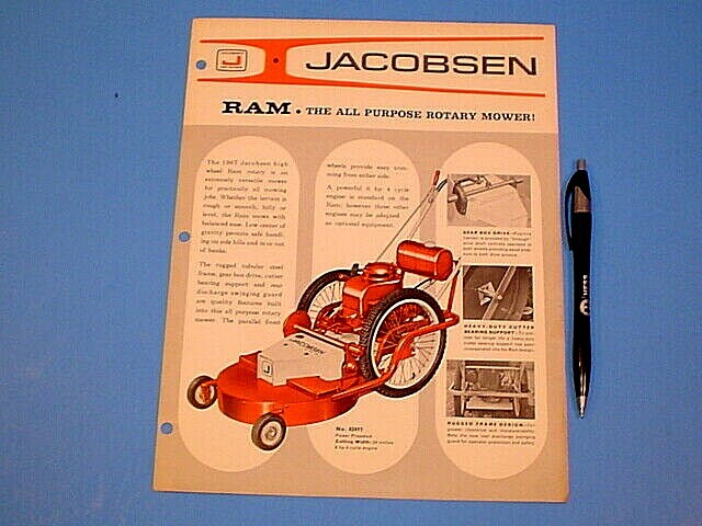 VINTAGE 1966 JACOBSEN RAM ALL PURPOSE ROTARY LAWN MOWER SINGLE SHEET BROCHURE