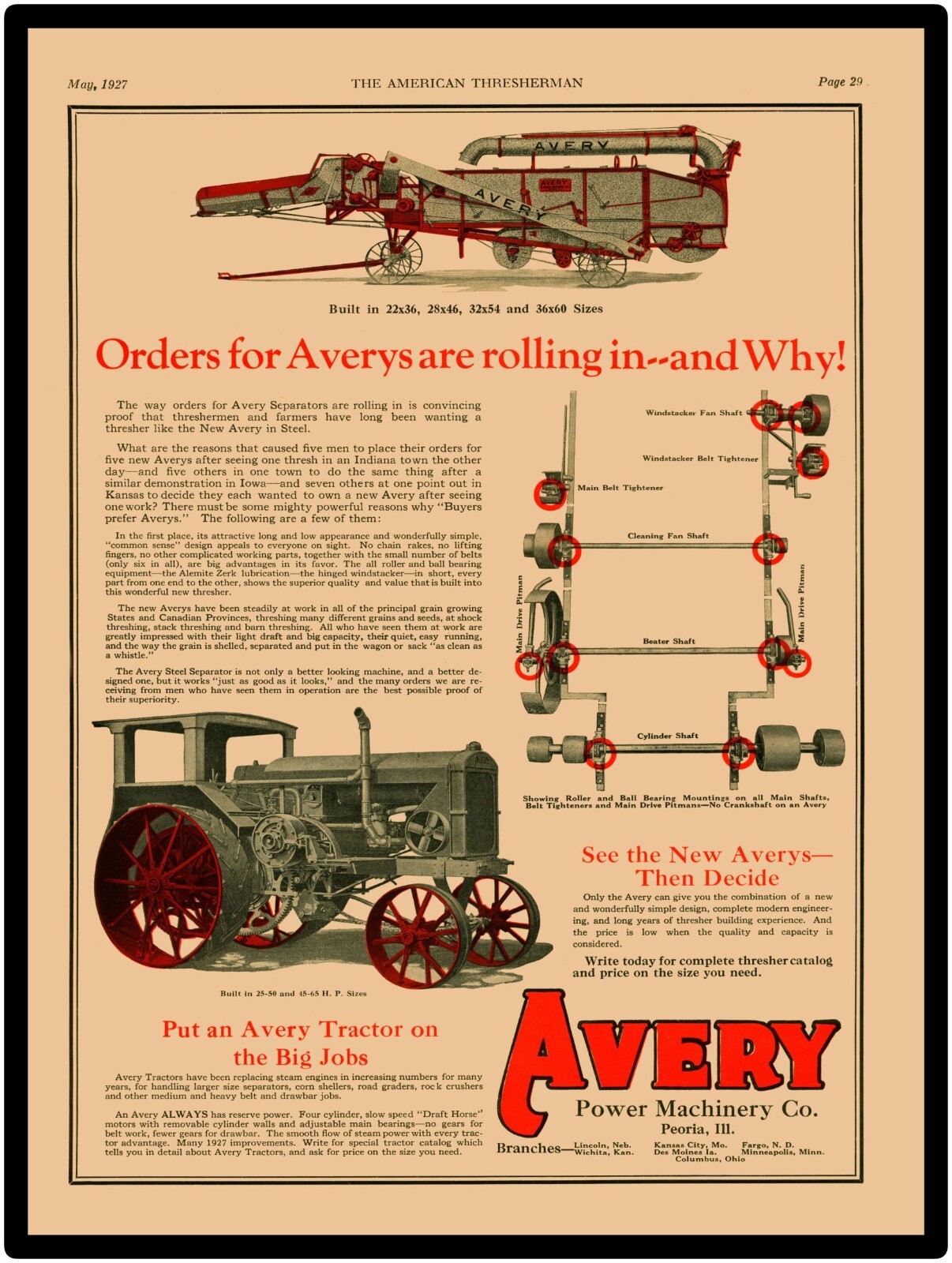 Avery Power Machinery & Tractors of Peoria IL NEW Sign 24×30&Prime; USA STEEL XL Size