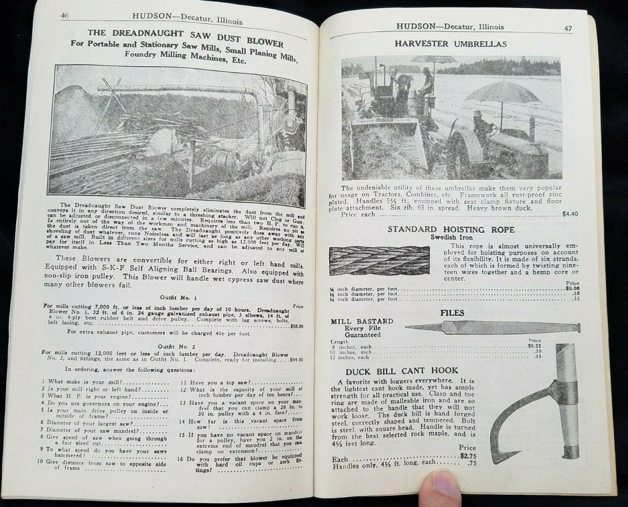 1944 Catalog Hudson Machinery & Supply Decatur Illinois Thresher Mill Supplies