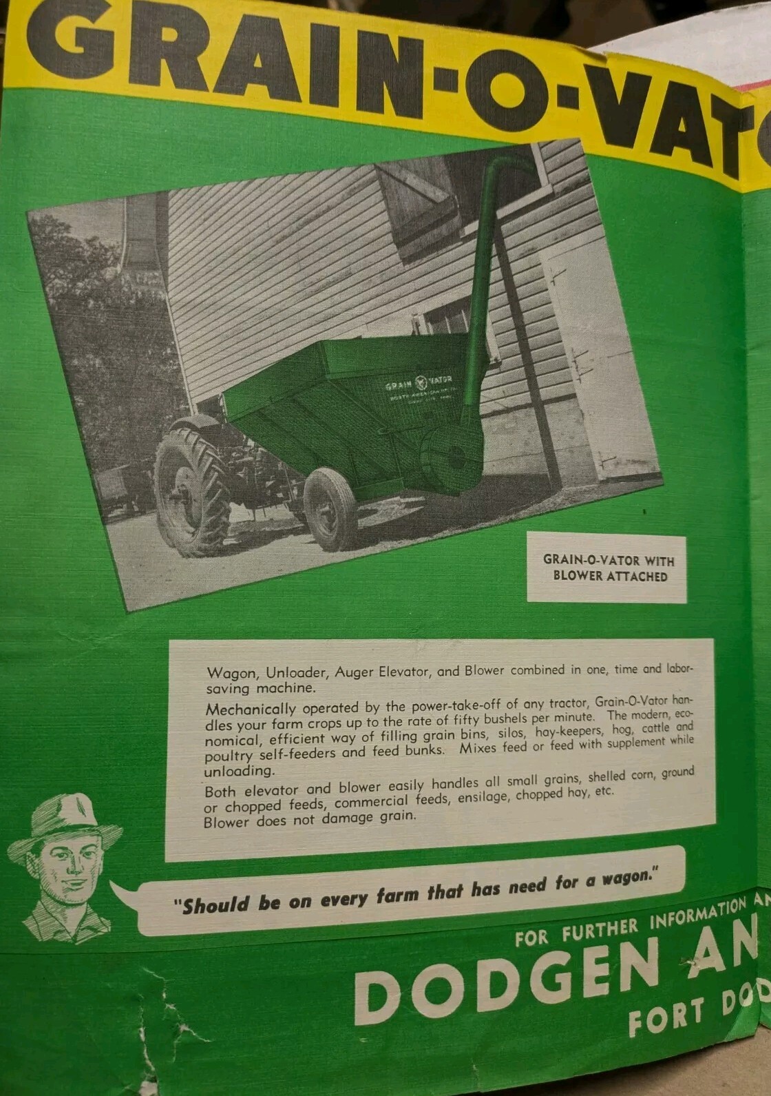 VTG Grain-O-Vator Brochure Dodgen & Co Ft Dodge & No. American Mfg Sioux City IA