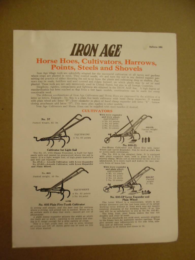 c.1931 Iron Age Horse Hoes Cultivators Catalog Brochure A.B. Farquhar Co Vintage