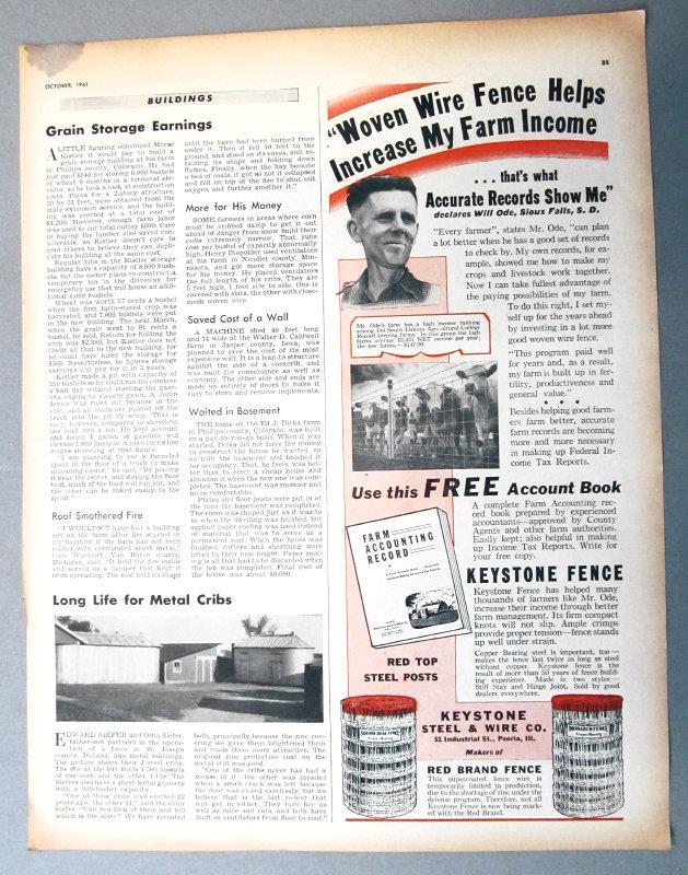 Original 1941 Keystone Fence Ad Photo Endorsed William Ode Souiz Falls S Dakota