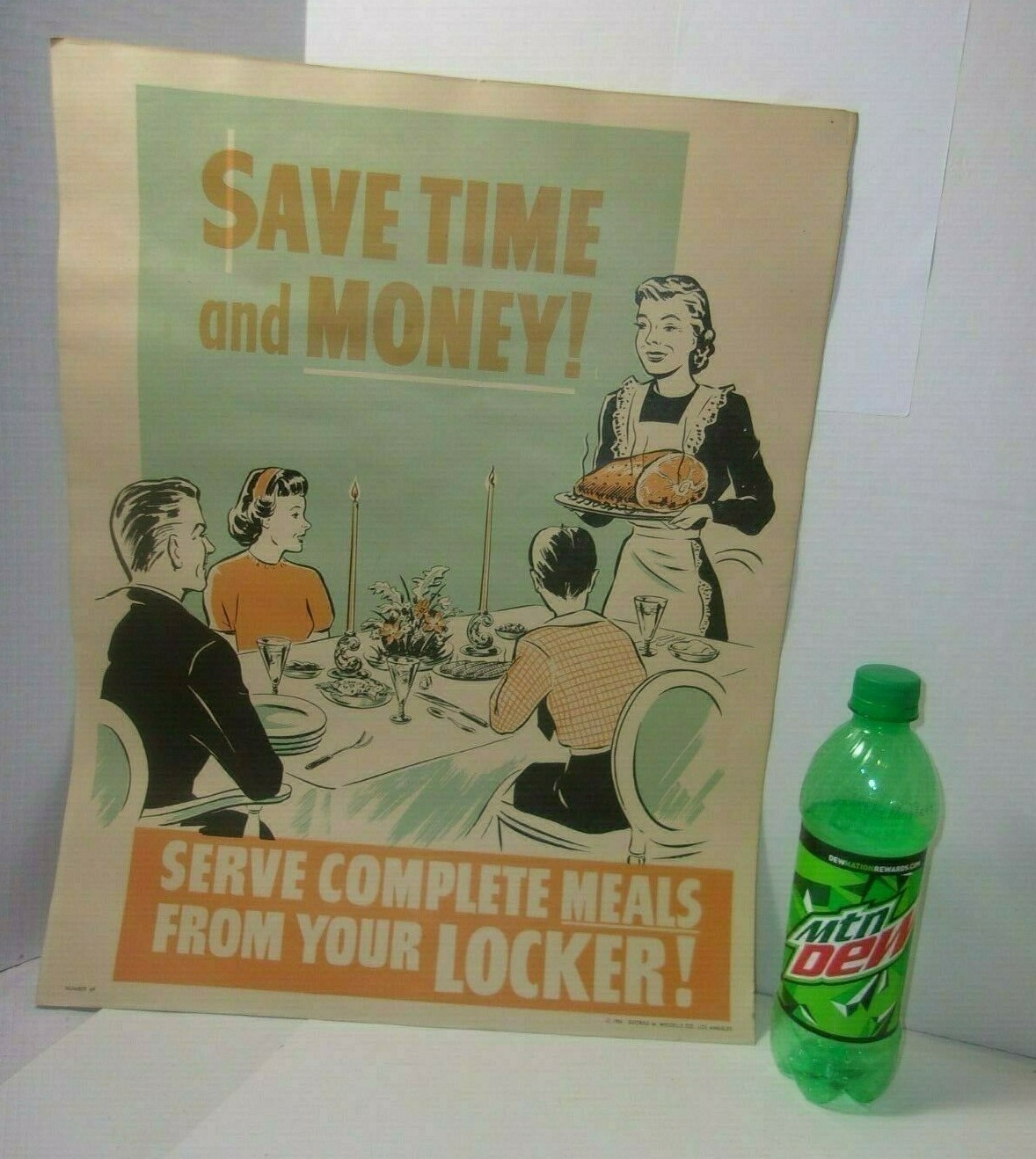 Meat Locker Butcher Shop Advertising Farm Cattle Beef 1950&rsquo;s Vintage Sign Poster