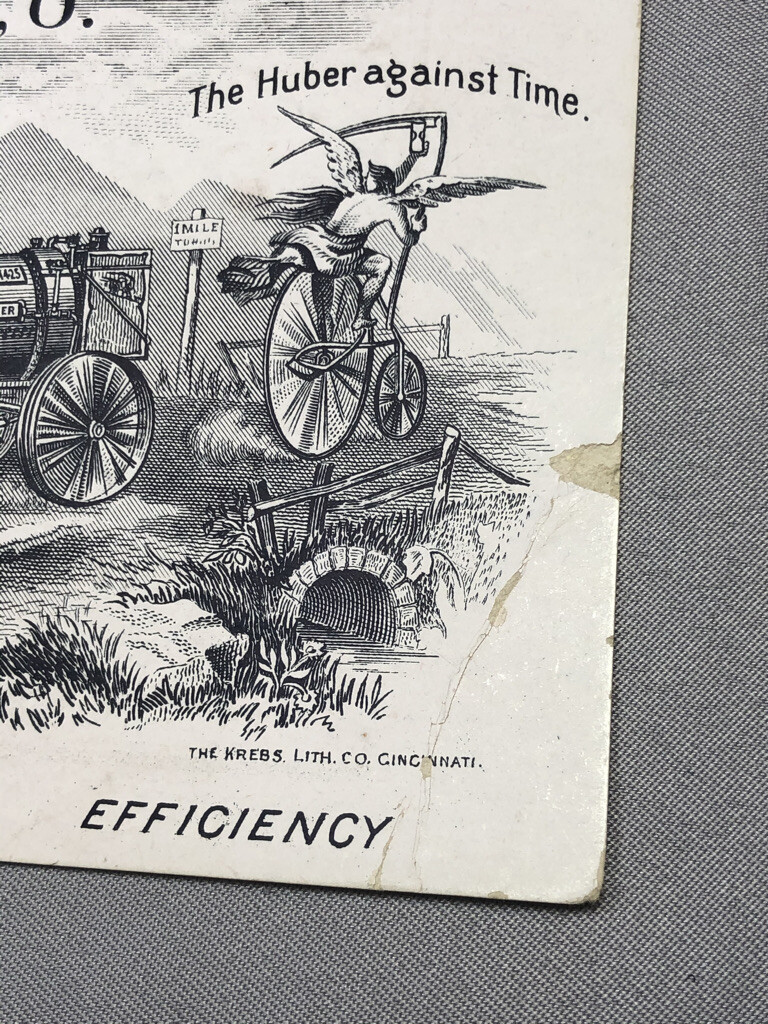 1880s HUBER Engines THRESHERS Farm Advertising ILLINOIS MAP Victorian TRADE CARD
