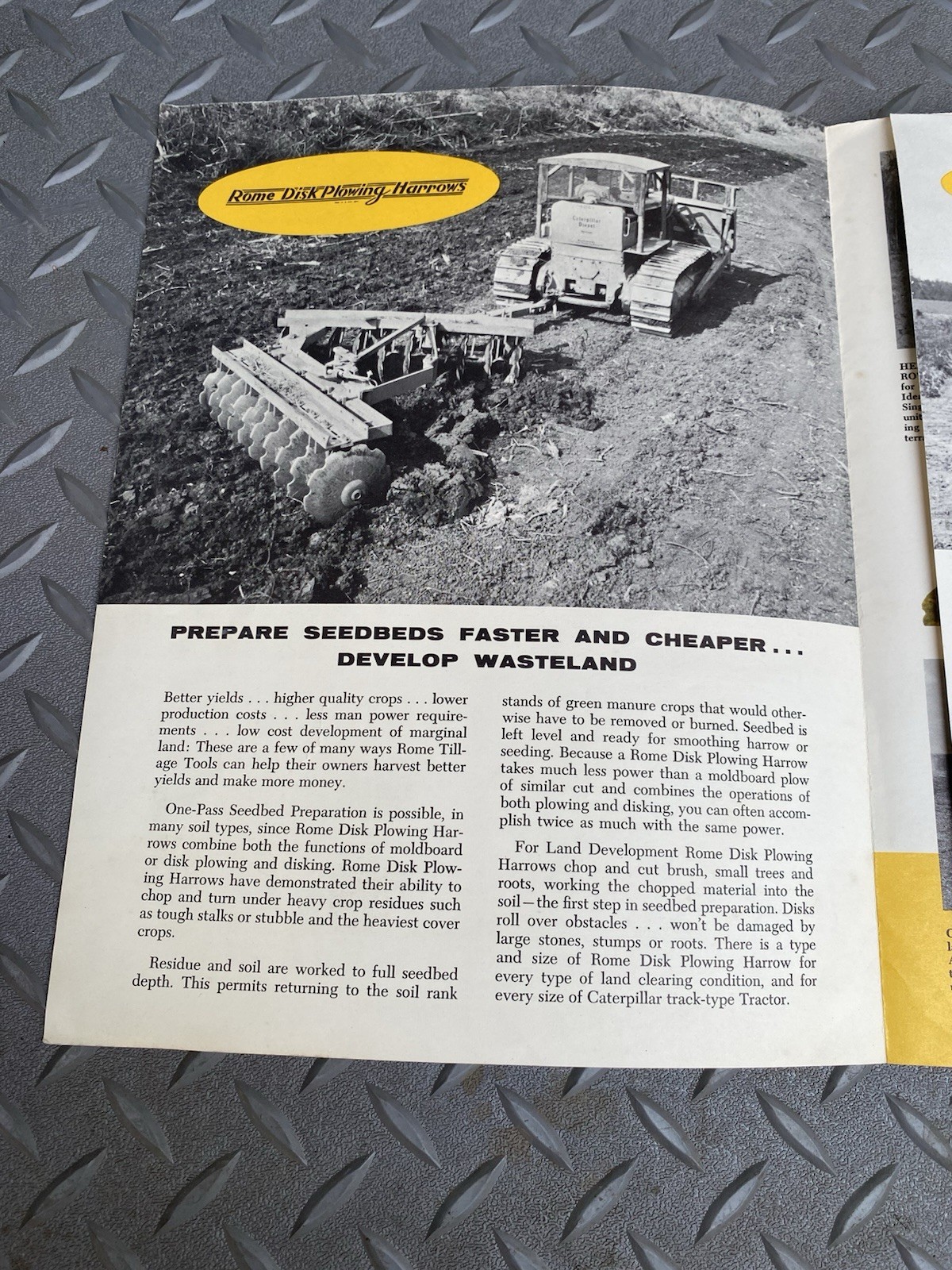 Rome Disk Plowing Harrows 2 page Foldout Sales Brochure 1956