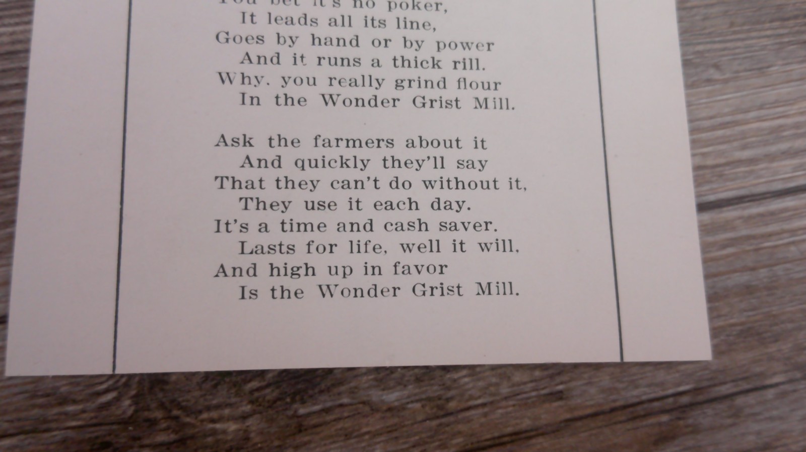 advertising paper for Humphrey&rsquo;s grist mill for farm and home pictured 11B