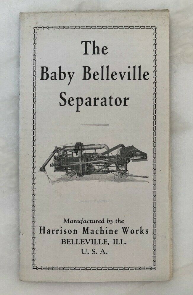 Baby BELLEVILLE THRESHING Antique HARRISON MACHINE WORKS Farm Advertising IL