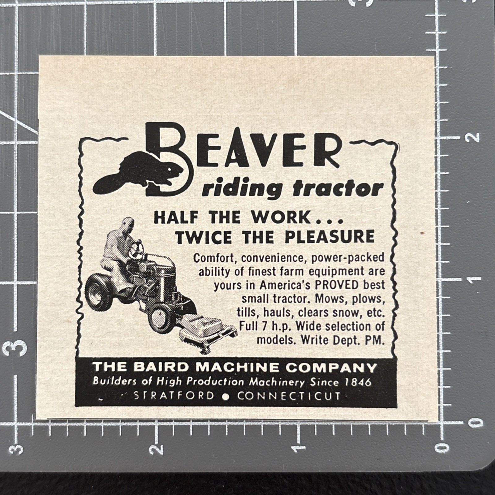 1958 Print Ad Beaver Riding Tractor Best Engineered…Best Buy For You!