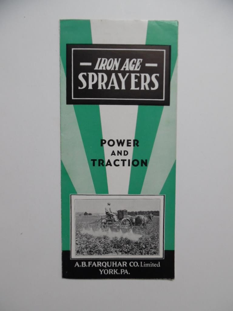 c.1930s IRON AGE Farm Tractor Power Sprayer Duster Brochure A.B Farquhar Vintage