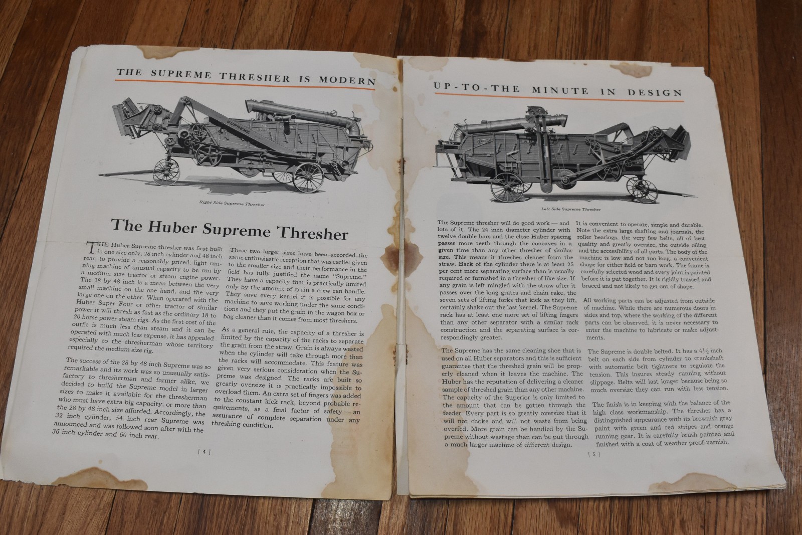 Vintage Huber Supreme Thresher Farm Threshing Machine Advertising Sales Brochure