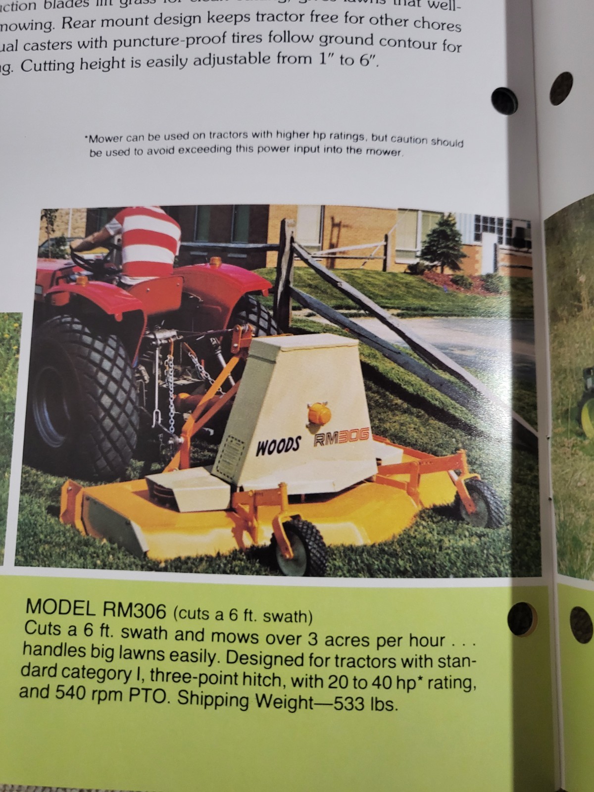 Vintage 1980s WOODS Rotary Mower BROCHURE Belly & Rear mount Lawn Mowers tractor