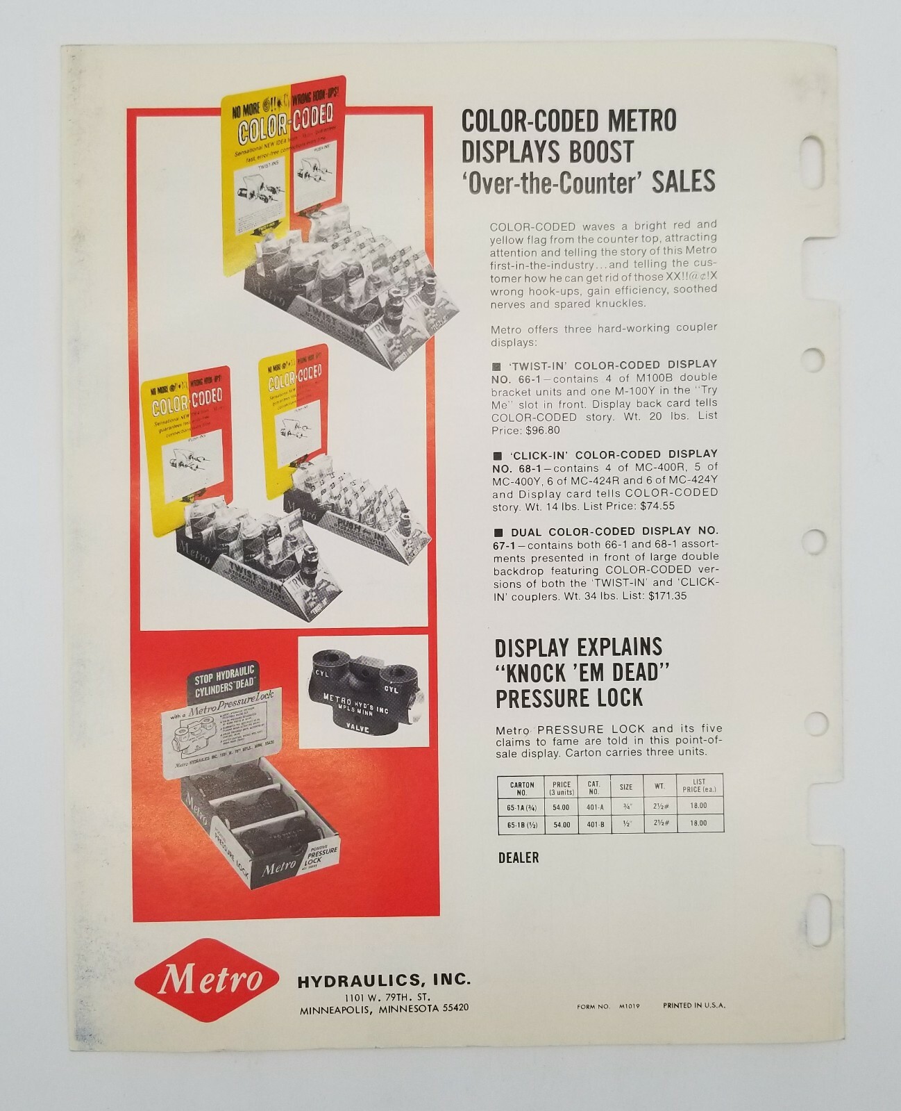 Metro Hydraulic Equipment Minneapolis MN Sales & Dealer Advertising Brochure