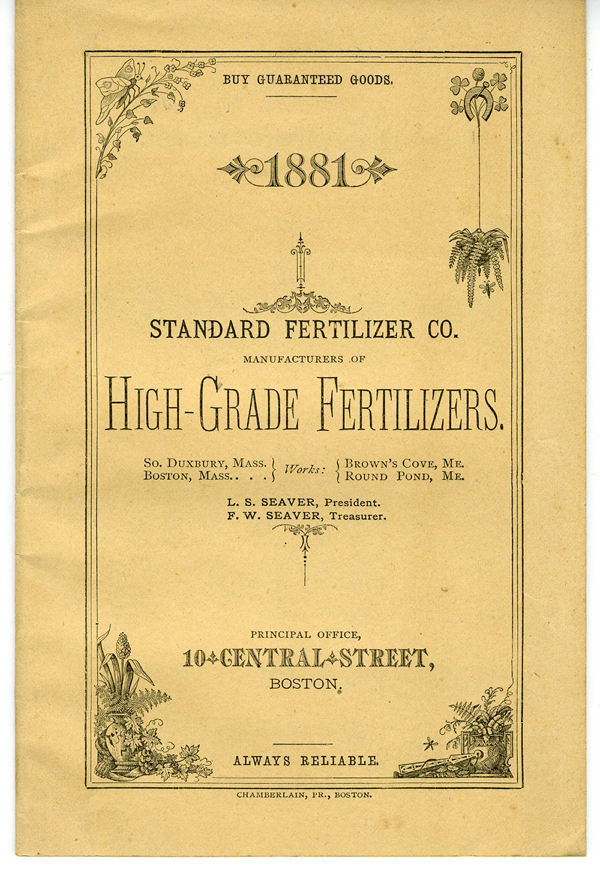 1881 Advertising Booklet Standard Fertilizer Co Boston High Grade Fertilizers