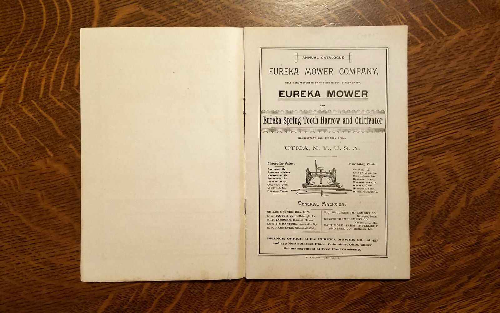 1889 Eureka Mower Farm Harvesting Cultivator Catalog Brochure Horse Tractor