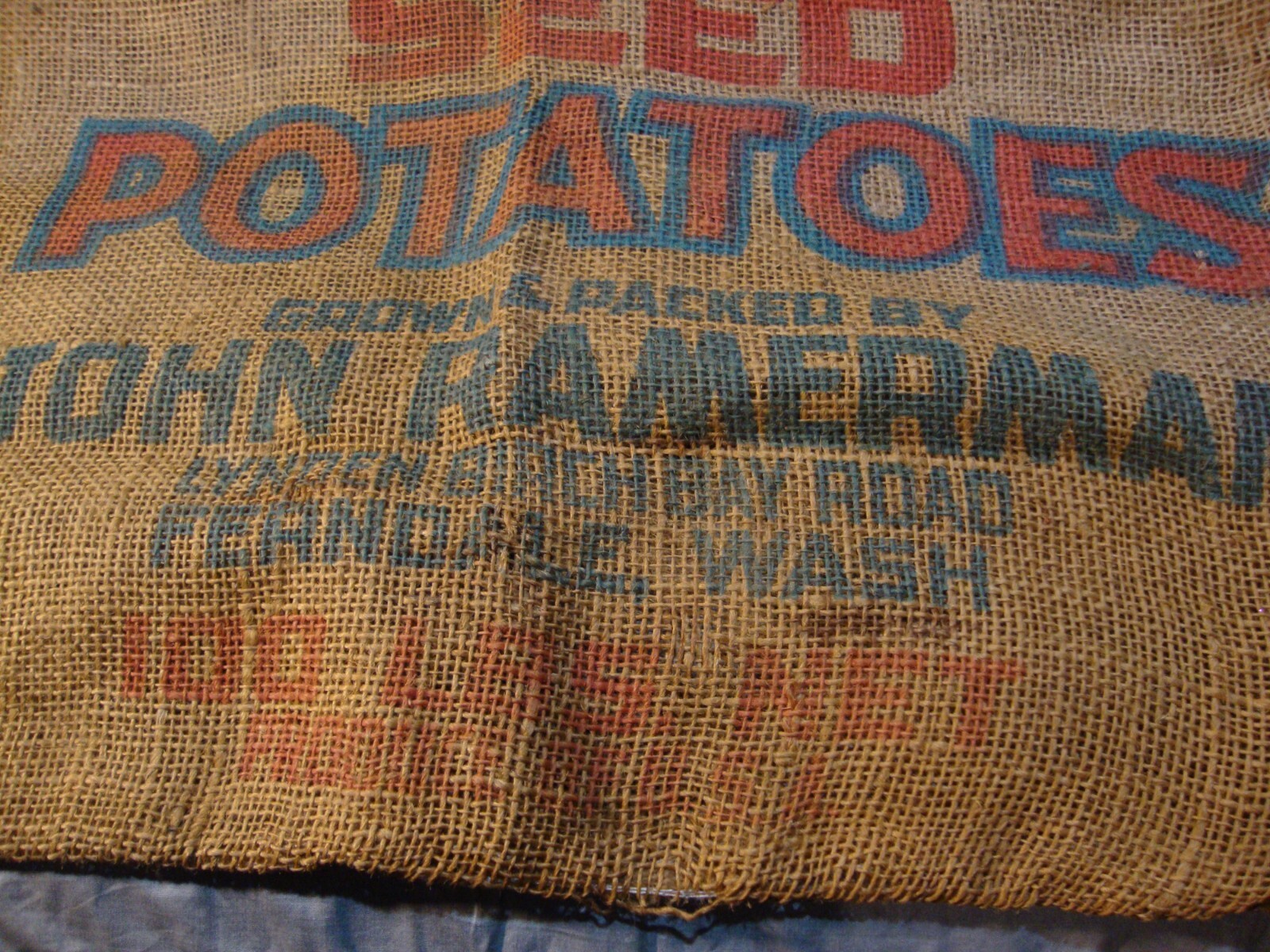 Vintage Potato Sack BIRCH BAY – grown by JOHN RAMERMAN-