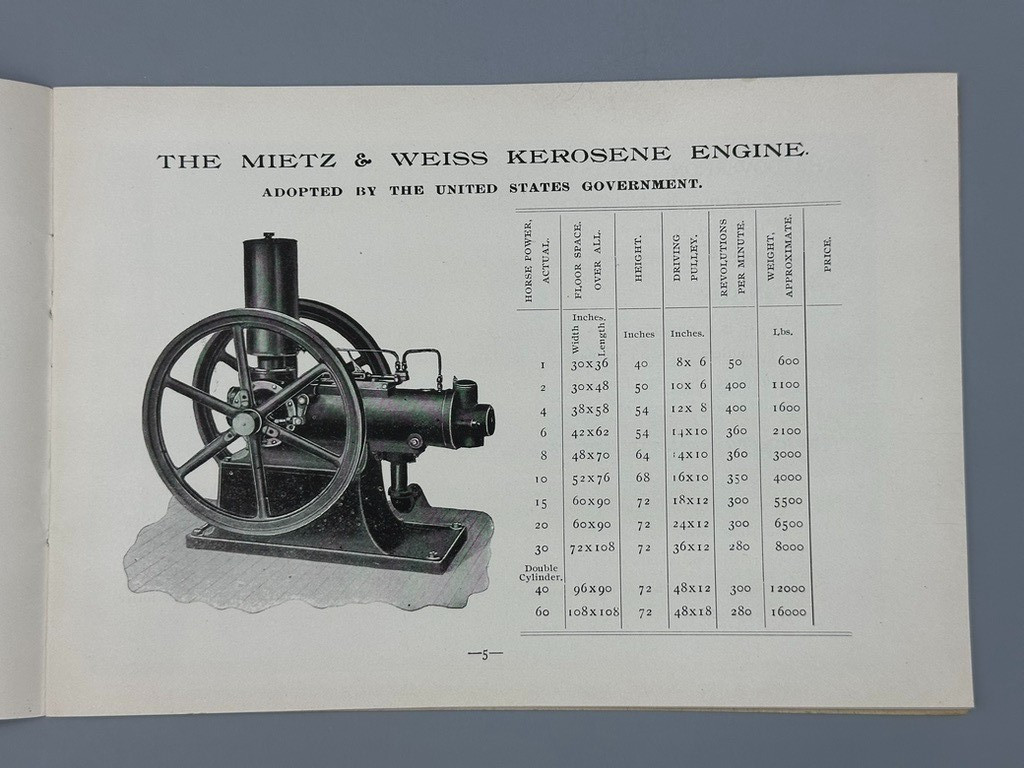 1901 MIETZ & WEISS Gas and Kerosene ENGINES CATALOG Antique Advertising