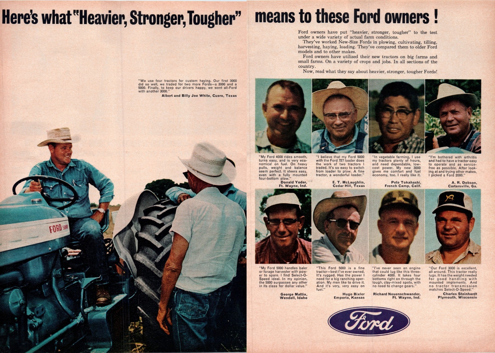 1966 Ford Model 5000 Farm Tractors 60&rsquo;s Vintage 2-Page Print Ad