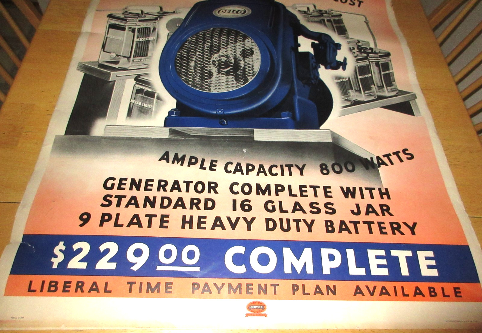 Delco « Blue Ribbon » Light Plant Poster, 38&Prime; X 25&Prime;, Circa 1935