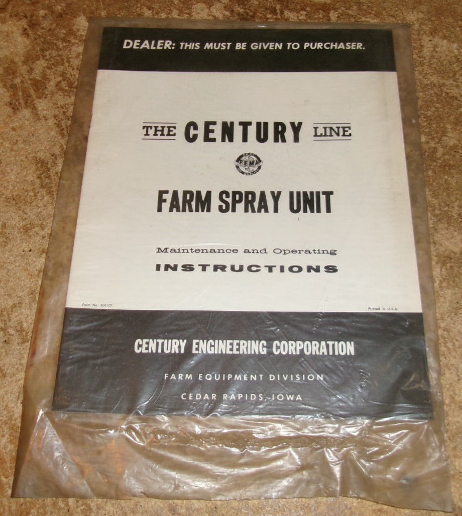vintage century line farm spray unit instructions sealed new