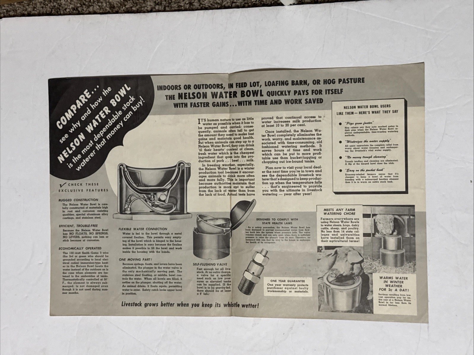 Nelson Automatic Water Bowl Livestock Agricultural Flyer Advertisement